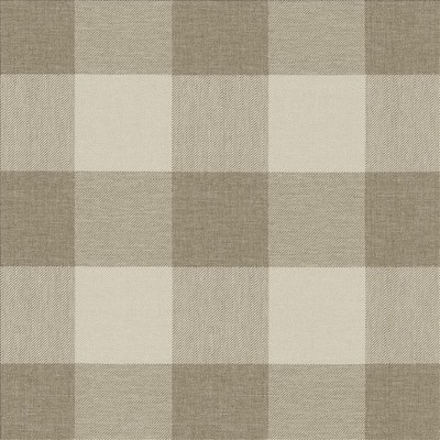 Kasmir Athena Check Linen in 1471 Beige Polyester
 Fire Rated Fabric Buffalo Check  High Performance CA 117  Plaid and Tartan  Fabric